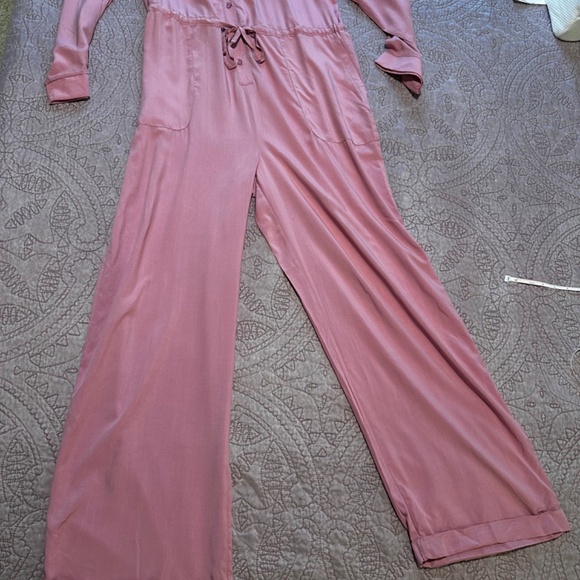 MUK LUKS Dream Weave Long-Sleeve Jumpsuit - Pink - Medium - Picture 5 of 14